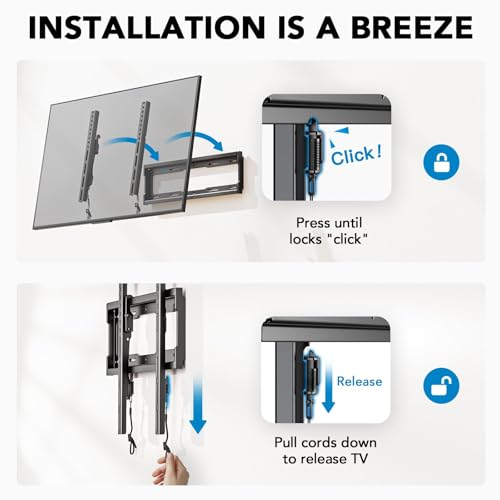 Image of Pipishell Tilt TV Wall Mount Bracket Low Profile for Most 23-55 Inch LED LCD OLED 4K Flat Curved TVs up to 99lbs Max VESA 400x400mm, 8 Tilting for Anti-Glaring, Fits 8-16 inch Wood Stud