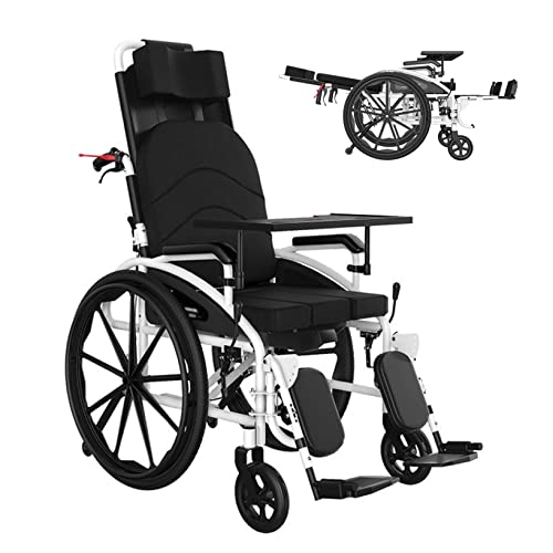 Genérico Silla de Ruedas Plegable Ligera, Silla de Ruedas Plegable Ancianos Discapacitados Trolley Ancianos Ligera Portátil Movilidad Scooter Interior y Exterior Silla de Ruedas de Viaje a Casa