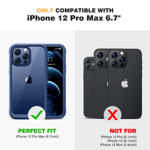 Miracase Designed For Iphone 12 Pro Max Case, Full Body Rugged Case With Built-In Touch Sensitive Anti-Scratch Screen Protector, Soft Tpu Case Compatible With Iphone 12 Pro Max 6.7", Dark Blue #TOP6