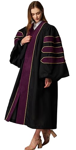 Image of MyGradDay Unisex Deluxe Graduation Doctorate Robe with Gold Piping Available for Customization