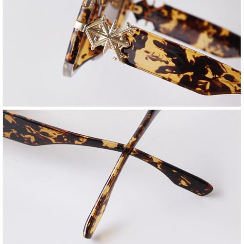 Lunettes de soleil tendance bleu polygone punk à verres verts - 4