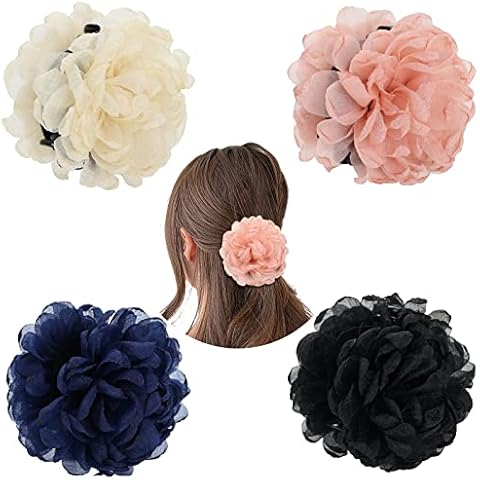 Cinaci Decorative Tulle Flower Hair Claws Cover