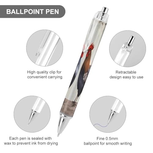 Bolígrafos retráctiles de punta fina de 0,5 mm con diseño de gallo para escritorio 3