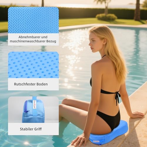 Charmyth Whirlpool Sitzkissen Sitzerhöhung Unterwasser, 40 x 30 x 12cm Badewannenkissen, rutschfest schnelltrocknend Hot Tub Booster Seat