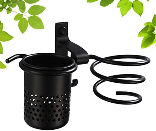 TOPBATHY Hair Dryer Rack Black Space Aluminum Spiral Hair Dryer Holder Multifunctional Wall Mounted Hair Dryer Storage Rack Hair Blower Holder with Storage Cylindrical Cup