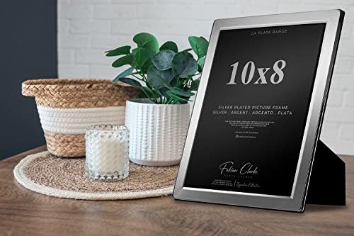 Silver Plated Photo Frame Picture Frame Plain Satin Finish and Tarnish Protected for Wedding Picture or Family Photos (10x8)