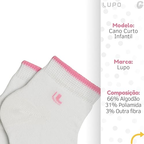 Kit 09 Pares de Meia Bebê Lupo Baby Algodão Infantil Unissex | 9 Branco (0900) | RN (0 a 4 Meses)