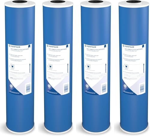 Pentair Pentek GAC-20BB Big Blue Carbon Water Filter, 20-Inch, Heavy Duty Granular Activated Carbon (GAC) Replacement Cartridge, 20" x 4.5", Pack of 4
