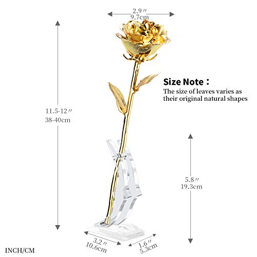 Image of 24K Golden Rose, Gold Dipped Rose Made from Real Rose Best Gifts for her and Great Gifts for My Wife, Golden with Stand