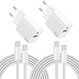 25W USB C Ladegerät Ladekabel 2Pack für iPhone 17 16 15 Pro/Pro Max,[USBC + USBA] Schnellladegerät mit USB C 60W Kabel 2M für Samsung Galaxy S25 S24 S23 Ultra