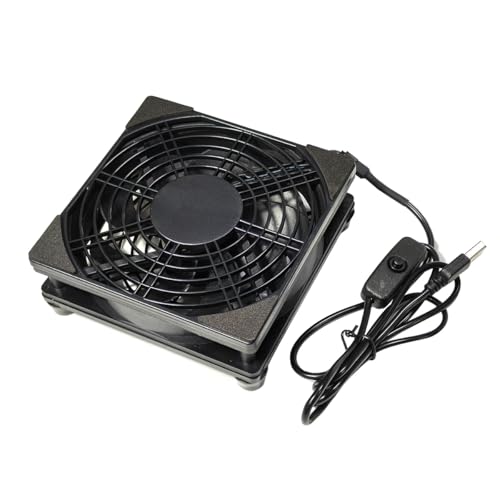AuyiHomu 120mm USB PC Fan, High Airflow Cooling Fan for Router, PS5, Xbox Series X, TV Box, Quiet DC 5V Mini Desk Fan USB Powered for Electronics, Receiver, AV Cabinet & Server
