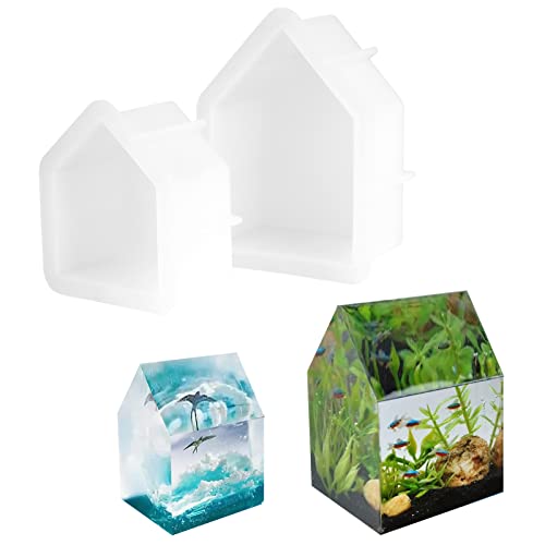 Epoxidharz Formen Hausformen 2 Stück,Resin Gießharz Silikonform, Silikonformen Epoxidharz für Blumenkonservierung,DIY-Harzkunst, Kristallgeschenk,Wohnkultur für Anfängerset,DIY Erhaltung von Blumen Cover