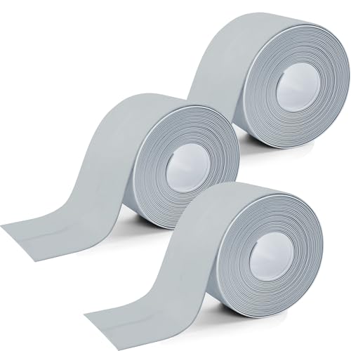 Image of 3 Rolls 1.5 Inch Caulk Tape Self Adhesive Toilet Caulking Strip Bathroom Sealing Caulk Strip Peel and Stick Bathtub Caulking Tape, 10.5 Feet Each Roll (Grey)
