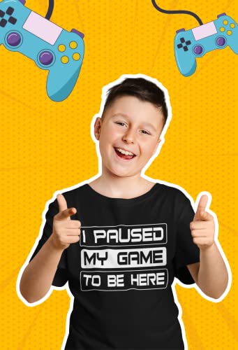 I Paused My Game to Be Here Youth T-Shirt | Funny Birthday Gamer Streamer Introvert Sarcastic Video Games4