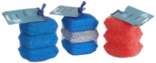EZ Brite Multi-Purpose Mini Scrubber Set, Blue/Silver, 3-Pack