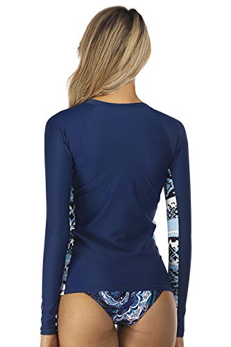 AXESEA Women's Rash Guard Tops Long Sleeve Bathing Suits Printed UV Sun Protection Swim Shirt Spindrift 8