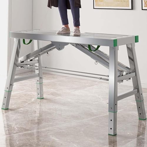 Plataforma de trabajo ajustable de 400 kg, acero al carbono, portátil, plegable, escalera, taburete, altura ajustable, 180 x 40 cm