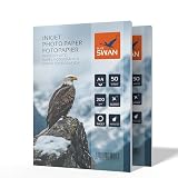 BLUE SWAN Carta Fotografica Lucida A4, 200 g/m², 100 Fogli – Carta Bianca Extra Spessa, Asciugatura Rapida, Resistente ai Graffi, Compatibile con Stampanti Inkjet