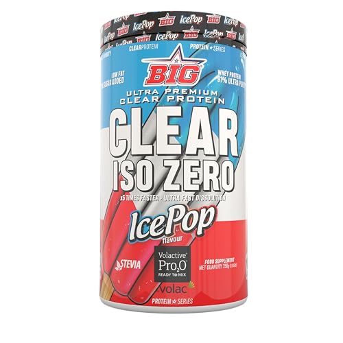 BIG - Proteina Clear Isolada - Clear Whey Protein - Sabor Ice Pop- Proteina Suero de Leche - Materia Prima Premium - Masa Muscular, Recuperación - Textura Tipo Isotónica - (750g, Ice Pop)