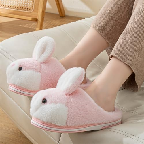 Women's Cute Rabbit Animal Slippers - Novelty Cozy Fuzzy Soft Plush Winter Warm House Shoes Cotton Slippers2