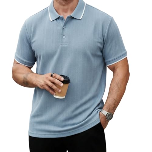 Image of Mack Jonney Men's Premium Jacquard Polo T-Shirt | Short Sleeve Soft Knit Fabric | Stylish Casual & Smart Wear Polo-M6907