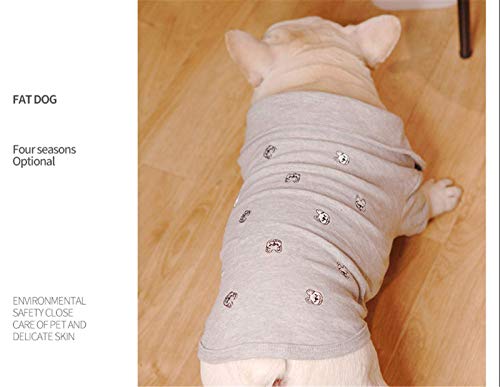 French Bulldog Embroidery Cotton Dog Shirts Pet Puppy T-Shirt Clothes Outfit Apparel Coats Tops… (Grey, Medium) #TOP5