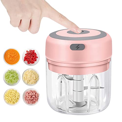 Electric Mini Food Chopper, 250ML USB Portable Processor for Garlic, Ginger, Chili, Vegetables, Onions