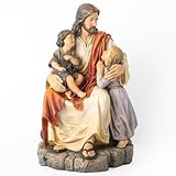 BC Catholic Jesus with Children Statue, Religious Figure, Inspirational Indoor Home Decor, Devout Gift for Child Baptism, 8.8' H, Renaissance Sculpture Handmade by Buildclassic