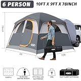 UNP SUV Tent for Camping, 6-Person Car Camping Tents, SUV Tailgate Tent for Outdoor, Easy Set Up with Rainfly 10'x9'x78in(H) (Gray)
