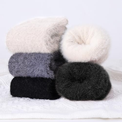 Image of SISOSOCK 5 Pairs Fuzzy Soft Cozy Comfortable Socks for Women, Casual Sleep Comfy Socks, Perfect Warm Winter Gifts for Women