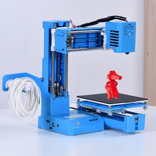Mini 3D Printer for Household Education Students 4in x 4in x 4in Printing Size Support One Key Printing Portable 3D Printers (Blue)