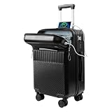 VHVYWY Equipaje Ligero Maleta Rigida Extensible con Ruedas Giratorias Maleta con Apertura Frontal y Puerto USB Maletas Mediana para Envío con Candado TSA (Negro, 24in)