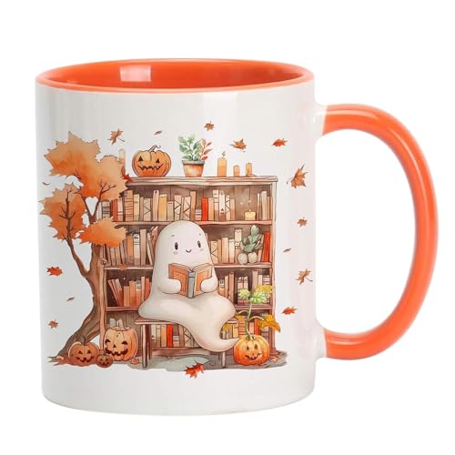 Qizeroty Tasse À Café En Céramique D'Halloween, Tasse De Citrouille Fantomatique De 400 Ml, Tasse En Céramique Mignonne De Fantôme De Citrouille D'automne D'Halloween Pour Le Café, Le Thé