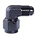 ESPEEDER 6AN Aluminum Anodize Finish Male/Female 90 Degree Flare Bulkhead Fitting Adapter AN-6 Black