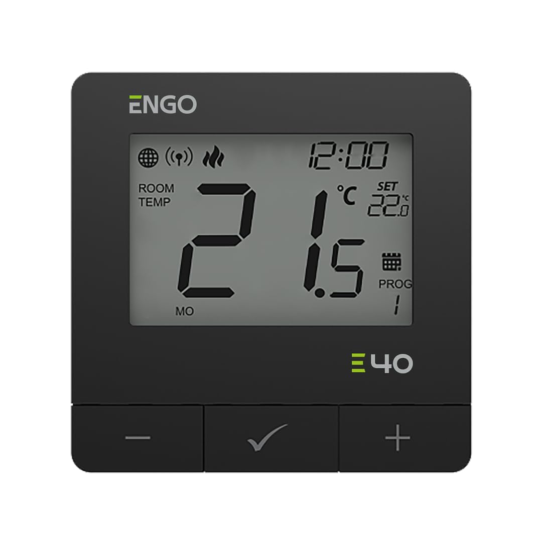 ENGO E40-230B Wired Smart Thermostat ZigBee 3.0 Programmable Heating Controller 230V AC Surface Mounted Digital Room Thermostat for Radiator or Underfloor Heating - Smart App Alexa Google (Black)