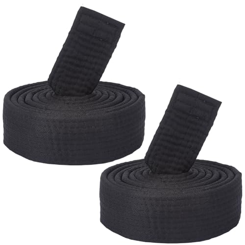 2Pcs Black Jiu Jitsu Martial Arts Belts Polyester Soft Long Universal Fit for Judo Karate Taekwondo Hapkido Sports Training 6.56ft