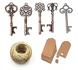 Yansanido Pack of 50 Skeleton Key Bottle Opener 5 styles mixed with Escort Tag Card and Twine for Wedding Favors for Guests Party Favors (mixed 5 styles)
