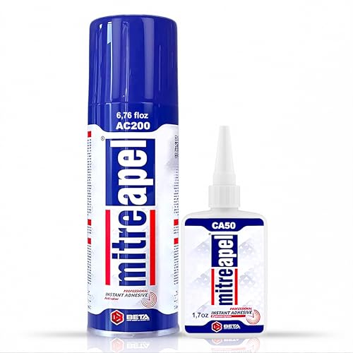 Mitreapel Colle Super Ca (1x50 gr) Avec Activateur D'Adhésif En Aérosol (1x200 ml) - Colle Cyanoacrylate Pour L'Artisanat Et La Construction|1 Paquet
