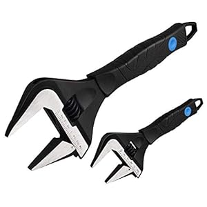MAXPOWER Stubby Adjustable Wrench Deep Jaw Wide Opening, 6-Inch and 10-Inch Plumbing Wrench Set with Kitbag