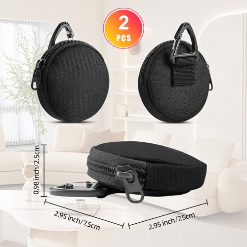 Image of Coin Pouch for Men 2PCS Black, 1000D Nylon Small Zipper Change Purse with Triangle Buckle, Mini Portable Compact Pocket Coin Holder for Loose Change