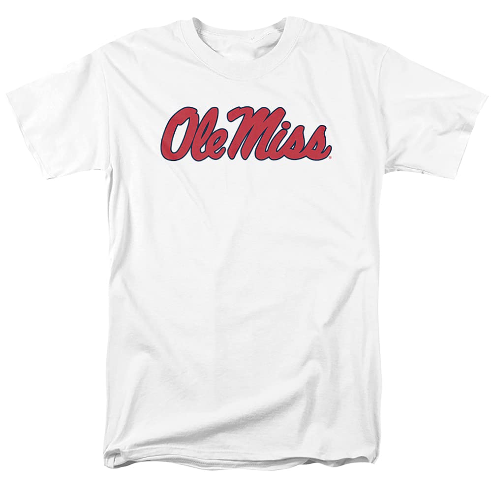 University of Mississippi Ole Miss Official Stacked Unisex Adult T-Shirt, White, X-Large