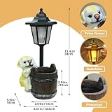 lifemet Gartendeko Solar Außen Hund Statuen - Lustig Gartenfiguren Wasserdicht Solarlampe Blumentopf für Draußen Balkon Garten Deko Geschenke für Frauen Männer Mama