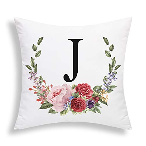Yastouay Pillow Covers English Alphabet J Throw Pillow Cover Garland Throw Pillow Case
