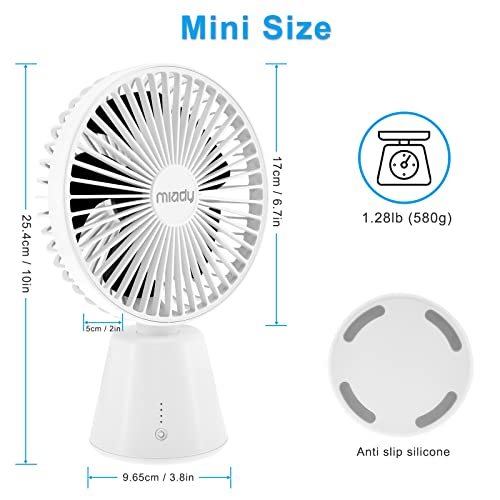 Miady PF04 Usb Desk Fan, Upgraded 5000Mah Portable Desktop Fan 135°Auto-Oscillating 3 Speeds Mini Cooling Personal Table Fan thumb #5