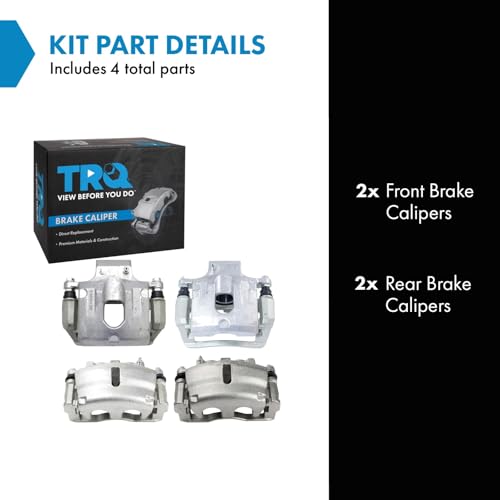 Image of TRQ Front and Rear Brake Caliper Set Zinc Coated Brackets Compatible with 2006-2007 Buick Rainier 2006-2009 Chevrolet Trailblazer Trailblazer EXT 2006-2009 GMC Envoy Envoy XL 2006-2009 Saab 9-7x