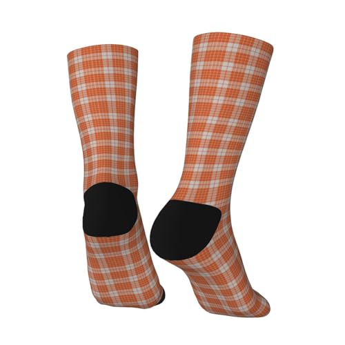 Burnt Orange Fashion Tartan Plaid Men'S And Women'S Unisex Crew Socks, Quick-Drying Fabric For Casual, Gym & Office Wear3