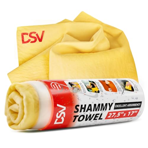 DSV Standard Premium Car Chamois Drying Towel Drying Super Absorbent Chamois Cloth for Car Wash Spotless & Scratch and Lint Free Shine Shammy Towel for Car 27.5 X 17 inches 1 - Pack