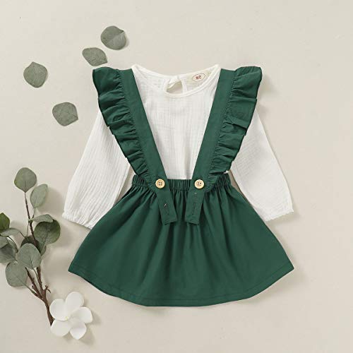 1-6 jaar baby meisjes mode kleding set meisjes katoenen jarretel jurk set, Groen, 2-3 jaar - Image 8