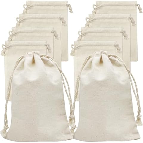 Jexila 24 Pieces Muslin Bags 4x6 inches Small Cotton Drawstring Gift Pouch Sachet Bag for Wedding Party Favor,Jewelry,DIY Crafts Cover