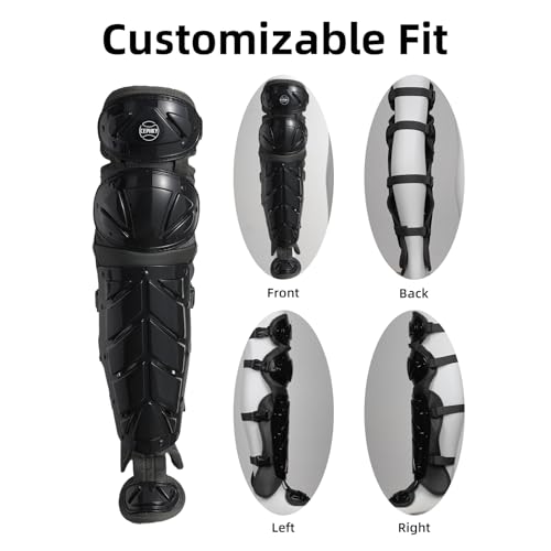 CEPHKY 2 Pack Softball/Baseball Knee Leg Guard, Doulbe Leg Knee Savers for Youth/Adult Catchers, Fit Well and Comfortable, Black